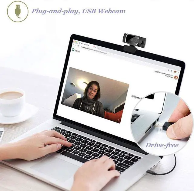 Alt view image 3 of 7 - 1080P Webcam with Microphone - FHD Web Cam with Privacy Cover, Plug and Play USB Web Camera for Desktop & Laptop Video Conferencing/Calling/Skype/YouTube/Zoom/Facetime