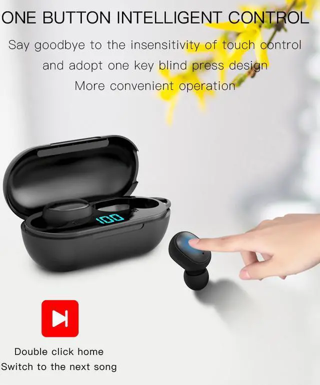 Alt view image 5 of 7 - Wireless Earbuds Bluetooth 5.0 Earbuds Deep Bass CVC Noise Cancellation IPX4 Waterproof Sport Wireless Headphones 10H Playtime with Charging Case for iPhone/Samsung/Android