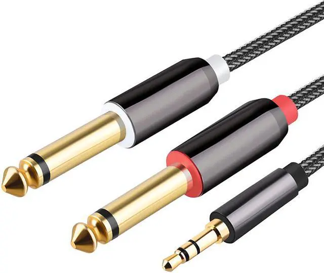 Main image of Hannord 3.5mm 1/8" TRS to Dual 6.35mm 1/4" TS Mono Stereo Y-Cable Splitter Cord Compatible for iPhone, iPod, Computer Sound Cards, CD Players, Multimedia Speakers and Home Stereo Systems - 3.3ft./1m