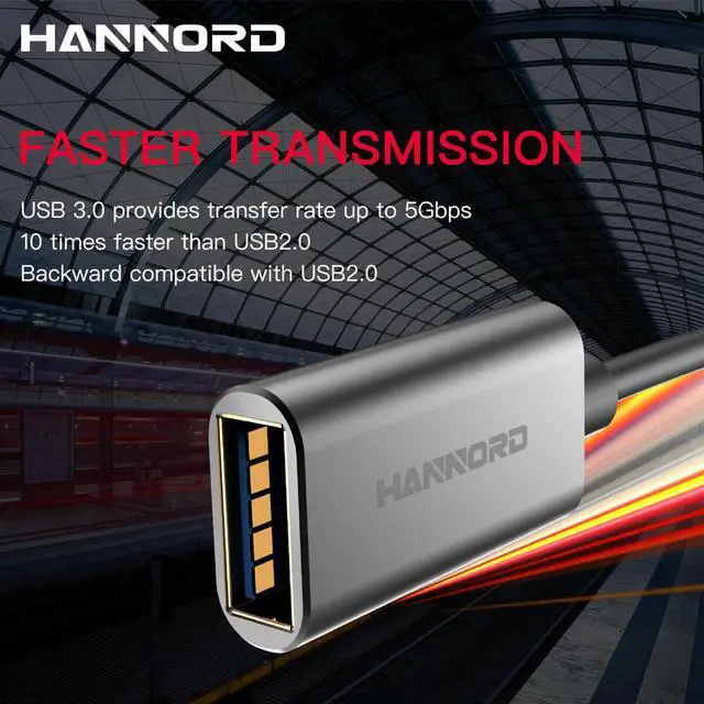 Alt view image 6 of 6 - Hannord USB 3.0 Extension Cable Type A Male to Female Extension Cord High Data Transfer Compatible with USB Keyboard,Flash Drive, Hard Drive - 3.3ft.