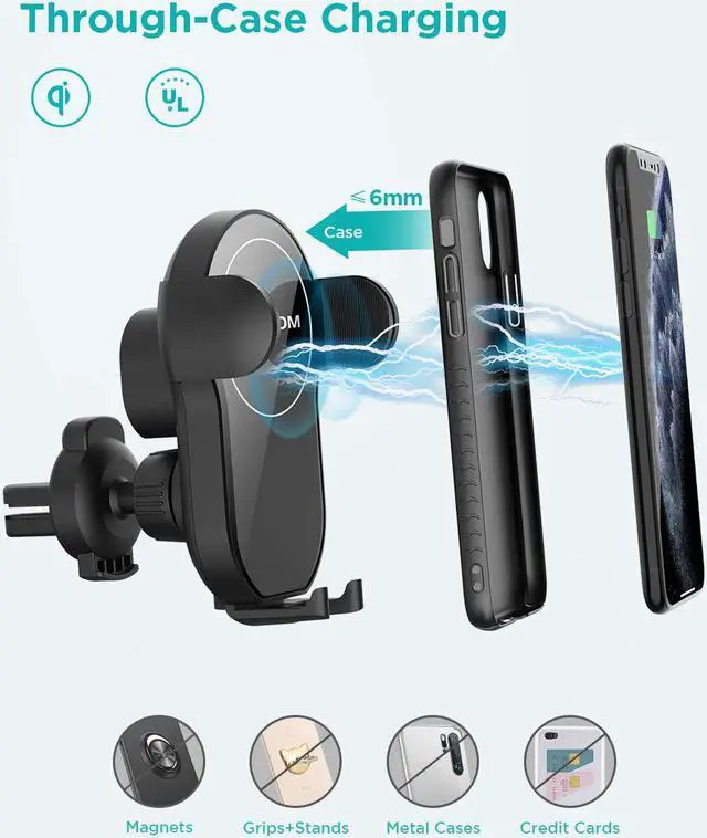 Alt view image 5 of 7 - Hannord Wireless Car Charger,15W Qi Fast Charging Car Mount Charger Auto-Clamping Smart Positioning Air Vent Phone Holder Compatible with iPhone11/11Pro/11Pro Max/XS/XR/X/8/8+,SamsungS10/S10+/S9/S8