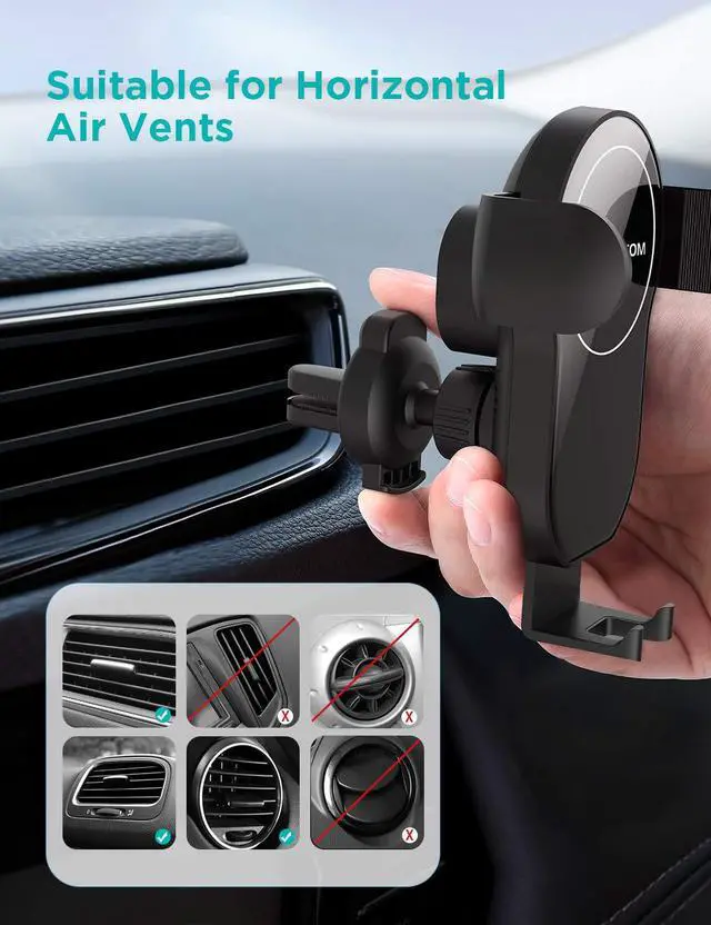 Alt view image 6 of 7 - Hannord Wireless Car Charger,15W Qi Fast Charging Car Mount Charger Auto-Clamping Smart Positioning Air Vent Phone Holder Compatible with iPhone11/11Pro/11Pro Max/XS/XR/X/8/8+,SamsungS10/S10+/S9/S8
