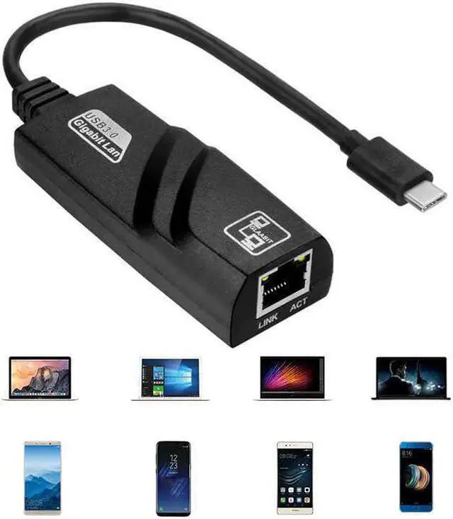 Alt view image 6 of 7 - USB C to Ethernet Adapter, Hannord RJ45 to USB C Type-C Gigabit Ethernet LAN Network Adapter, Compatible for MacBook Pro 2020/2019/2018/2017, MacBook Air, Dell XPS and More