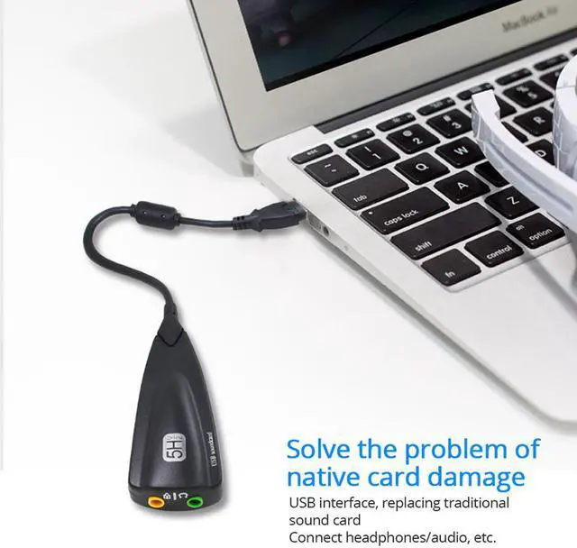 Alt view image 6 of 7 - Hannord USB External Stereo Sound Adapter for Windows and Mac. Plug and Play No Drivers Needed - Black