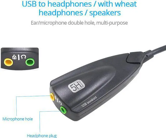 Alt view image 2 of 7 - Hannord USB External Stereo Sound Adapter for Windows and Mac. Plug and Play No Drivers Needed - Black