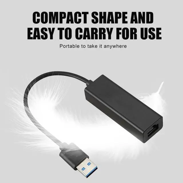 Alt view image 6 of 6 - Hannord USB Ethernet Adapter, Aluminum Alloy USB 3.0 to 10/100/1000 Gigabit Ethernet LAN Network Adapter Ethernet Compatible for Nintendo Switch MacBook, Surface Pro, Notebook PC - Black