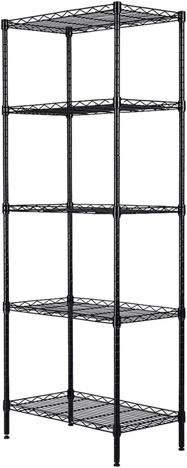 Alt view image 2 of 7 - Hannord 5-Tier Wire Shelving, Metal Wire Shelf Storage Rack, Durable Organizer Unit Perfect for Kitchen Garage Pantry Organization in Black, 21.25" W x 11.42" D x 59" H - Black