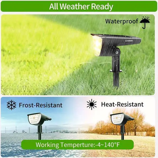 Alt view image 4 of 7 - Hannord 32 LED Solar Landscape Spotlights, Wireless Waterproof Solar Landscaping Spotlights Outdoor Solar Powered Wall Lights for Yard Garden Driveway Porch Walkway Pool Patio- Warm White(4 Pack)