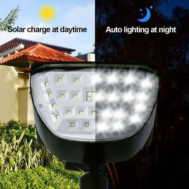 Alt view image 4 of 7 - Hannord 32 LED Solar Landscape Spotlights, Wireless Waterproof Solar Landscaping Spotlights Outdoor Solar Powered Wall Lights for Yard Garden Driveway Porch Walkway Pool Patio- Cold White(4 Pack)