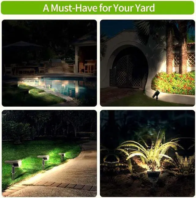 Alt view image 6 of 7 - Hannord 32 LED Solar Landscape Spotlights, Wireless Waterproof Solar Landscaping Spotlights Outdoor Solar Powered Wall Lights for Yard Garden Driveway Porch Walkway Pool Patio- Warm White(4 Pack)