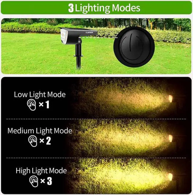Alt view image 3 of 7 - Hannord 32 LED Solar Landscape Spotlights, Wireless Waterproof Solar Landscaping Spotlights Outdoor Solar Powered Wall Lights for Yard Garden Driveway Porch Walkway Pool Patio- Warm White(4 Pack)