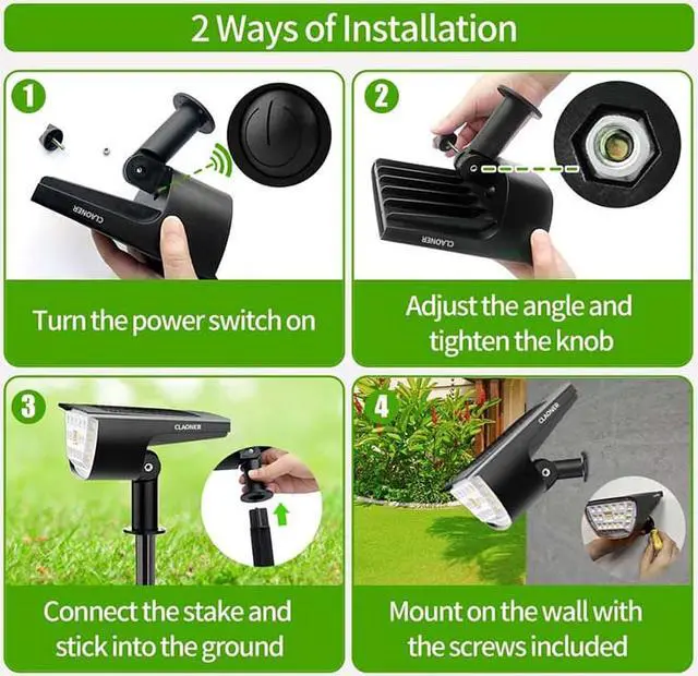 Alt view image 5 of 7 - Hannord 32 LED Solar Landscape Spotlights, Wireless Waterproof Solar Landscaping Spotlights Outdoor Solar Powered Wall Lights for Yard Garden Driveway Porch Walkway Pool Patio- Warm White(4 Pack)