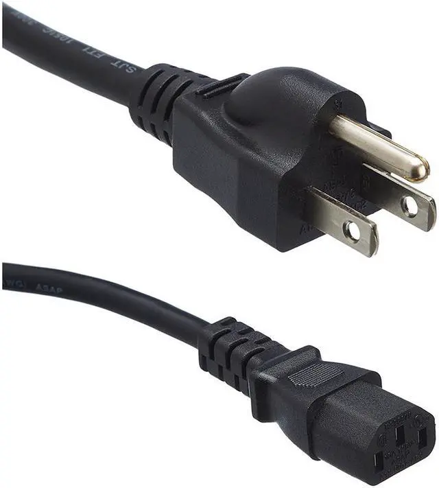 Alt view image 3 of 7 - Hannord Replacement Power Cable For Computers, TVs, Monitors, & More - 3.3 Feet Black Universal Cord Works With Any 3 Pin AC Power Connection - 18 Gauge Wire
