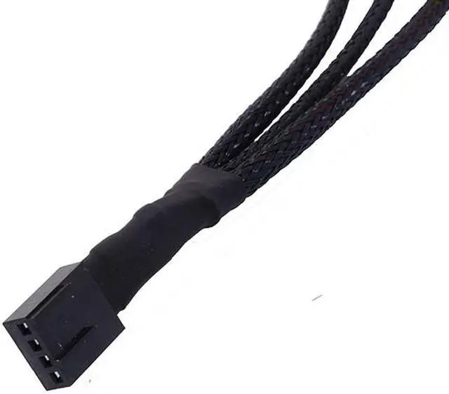 Alt view image 4 of 6 - Hannord PWM Fan Splitter Adapter Cable Sleeved Braided Y Splitter Computer PC 4 Pin Fan Extension Power Cable 1 to 3 Converter 10.6 inches