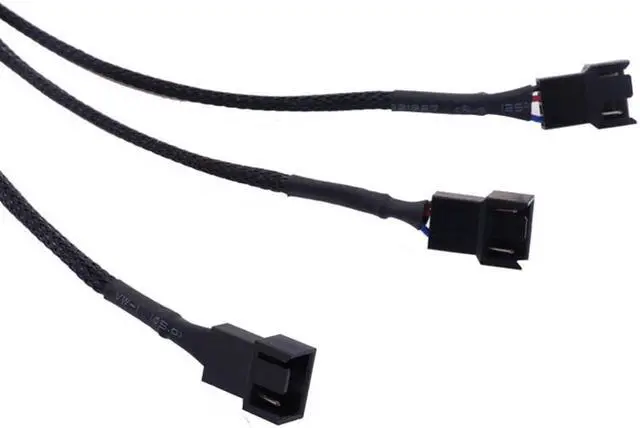 Alt view image 6 of 6 - Hannord PWM Fan Splitter Adapter Cable Sleeved Braided Y Splitter Computer PC 4 Pin Fan Extension Power Cable 1 to 3 Converter 10.6 inches