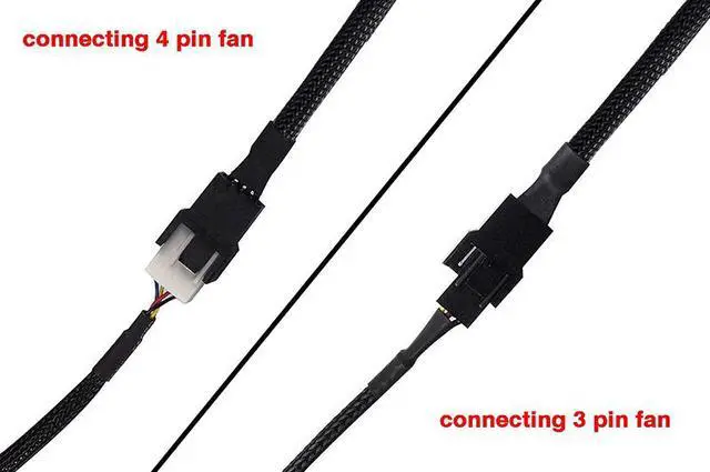 Alt view image 3 of 7 - Hannord PWM Fan Splitter Adapter Cable Sleeved Braided Y Splitter Computer PC 4 Pin Fan Extension Power Cable 1 to 3 Converter 10.6 inches (2 Pack)