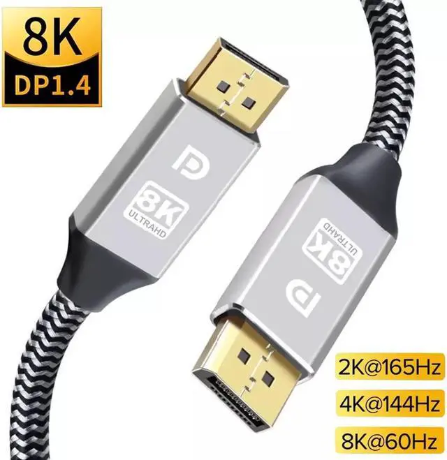 Main image of DisplayPort Cable,Hannord 8K DP Cable Nylon Braided (8K@60Hz, 4K@120hz) Display Port Cable V1.4 Ultra High Speed DisplayPort to DisplayPort Cable 16.4ft for Laptop PC TV - Gaming Monitor Cable(Silver)