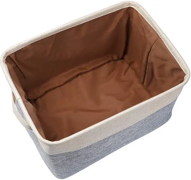 Alt view image 7 of 7 - Hannord Large Storage Basket Bin Set [3-Pack] Storage Cube Box Foldable Canvas Fabric Collapsible Organizer With Handles For Home Office Closet (Beige / Grey)