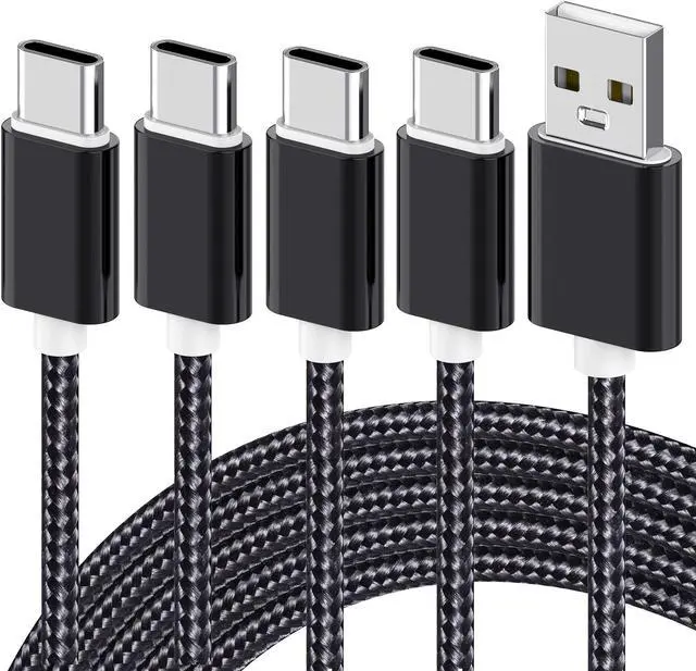Main image of USB Type C Fast Charging Cable, Hannord 4 Pack (0.8/3.3/3.3/6.6FT) Nylon Braided Data Sync Transfer Cord, Compatible with Samsung Galaxy S10 S9 Note 9 8, LG G7 V30 V20 G6, Google Pixel (Black)