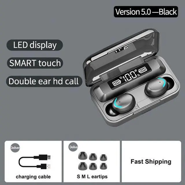 Alt view image 2 of 7 - Wireless Bluetooth Earbuds Noise Cancelling Headphones with Charging Case 9D Stereo Earphones Earbuds IPX7 Waterproof Bluetooth 5.0 Wireless Sport Earbuds (Black, Without Strap String)