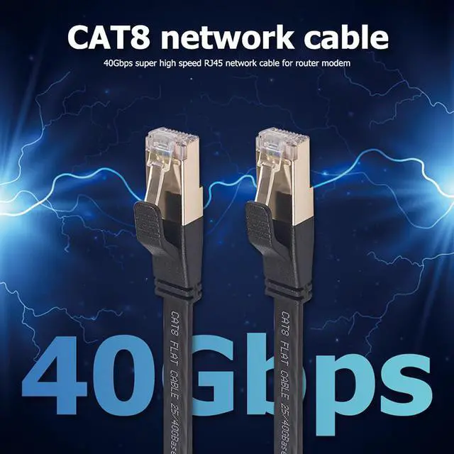 Alt view image 3 of 7 - Cat 8 Ethernet Cable 6Ft, High Speed 40Gbps Flat Internet Network LAN Cable,Faster Than Cat7/Cat6/Cat5, Durable Patch Cord with Gold Plated RJ45 Connector for Xbox,PS4,Router, Modem,Gaming,Hub