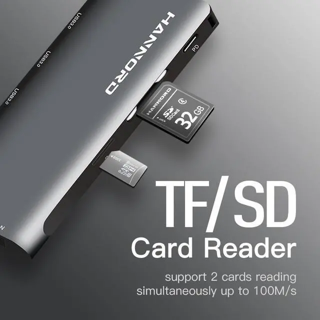 Alt view image 4 of 7 - USB C Hub, Hannord 9-in-1 USB C Hub Adapter, with 4K HDMI, USB-C 100W Power Delivery, Ethernet Port, 1080P VGA, 3 USB-A 3.0 5Gbps Data Port, microSD SD Card Reader for MacBook Air, MacBook Pro, XPS