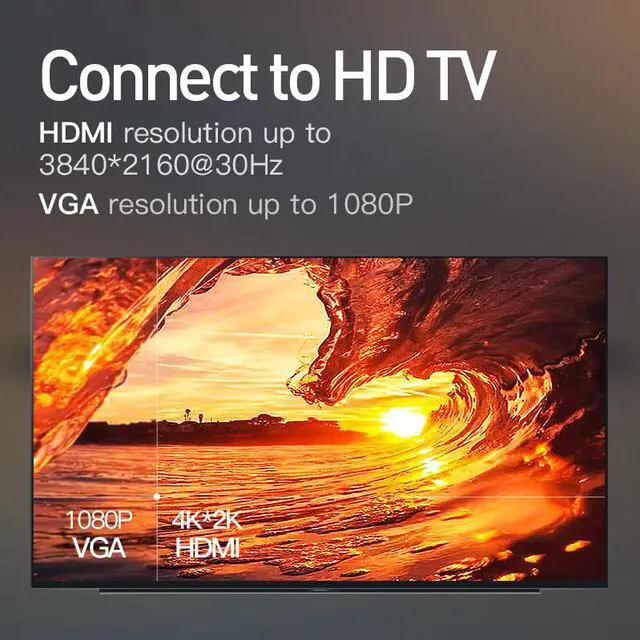 Alt view image 6 of 7 - USB C Hub, Hannord 9-in-1 USB C Hub Adapter, with 4K HDMI, USB-C 100W Power Delivery, Ethernet Port, 1080P VGA, 3 USB-A 3.0 5Gbps Data Port, microSD SD Card Reader for MacBook Air, MacBook Pro, XPS