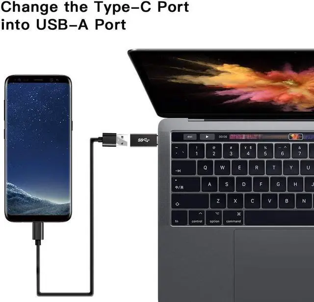 Alt view image 2 of 7 - USB C to USB 3.0 Adapter, Hannord 2 Pack USB C to A Male to Female Adapter Compatible with MacBook 2018 2017 2016, Samsung Galaxy Note 8, Galaxy S8 S8+ S9, Google Pixel, Nexus, and More