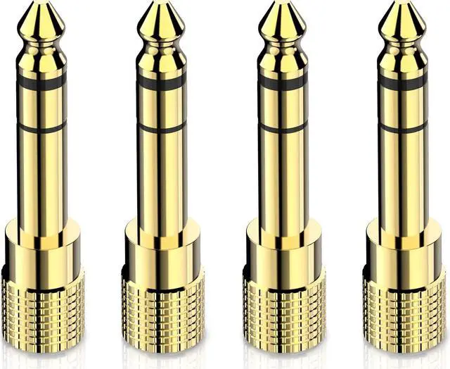 Main image of Hannord 6.35mm (1/4 inch) Male to 3.5mm (1/8 inch) Female Stereo Audio Adapter Converter for Guitar Headphones Amp , Gold Plated 2 Pack