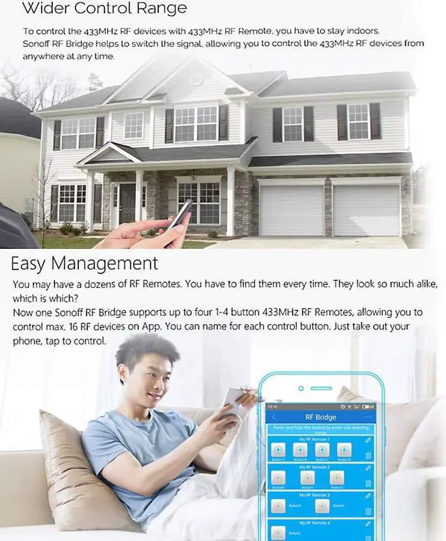 Alt view image 4 of 7 - RF Bridge 433MHZ WiFi Smart Switch Wireless Intelligent WiFi Remote RF Controller Automation Module Switch for Smart Home Security Alexa Google Home