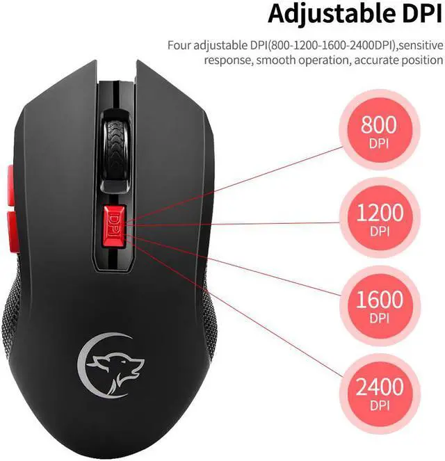 Alt view image 6 of 7 - YWYT G817 Wireless Mouse 2.4G Wireless Gaming Mouse 2400DPI 6 Buttons Optical Ergonomic Mouse with USB Receiver for PC Laptop