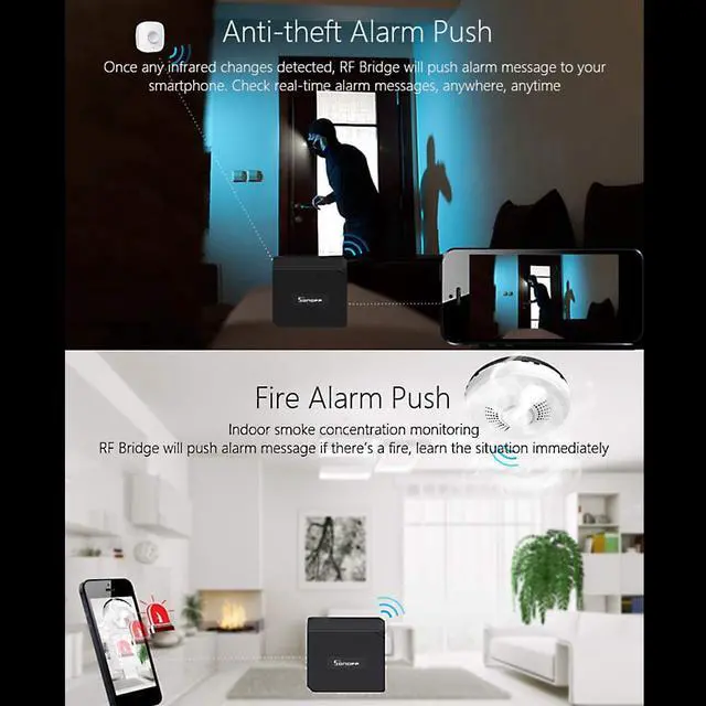 Alt view image 3 of 7 - RF Bridge 433MHZ WiFi Smart Switch Wireless Intelligent WiFi Remote RF Controller Automation Module Switch for Smart Home Security Alexa Google Home