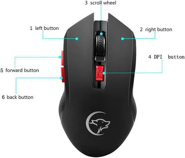 Alt view image 5 of 7 - YWYT G817 Wireless Mouse 2.4G Wireless Gaming Mouse 2400DPI 6 Buttons Optical Ergonomic Mouse with USB Receiver for PC Laptop