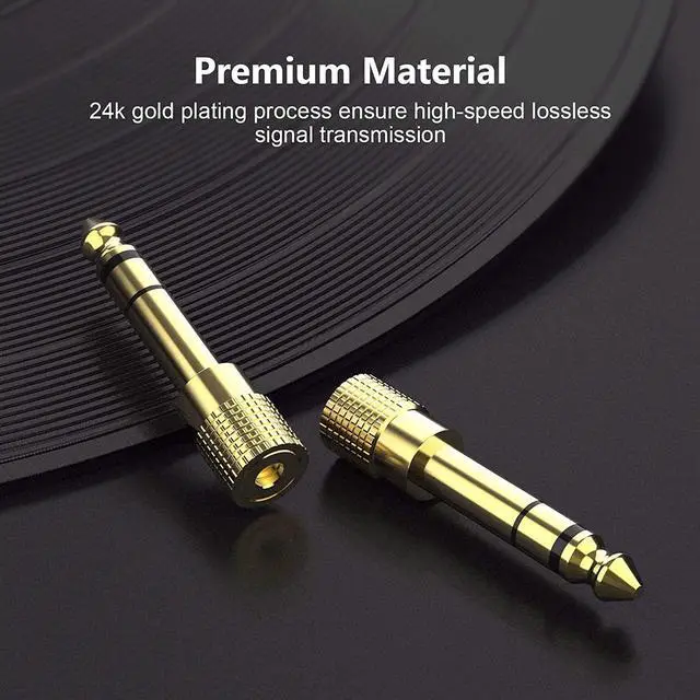 Alt view image 5 of 7 - Hannord 6.35mm (1/4 inch) Male to 3.5mm (1/8 inch) Female Stereo Audio Adapter Converter for Guitar Headphones Amp , Gold Plated 2 Pack