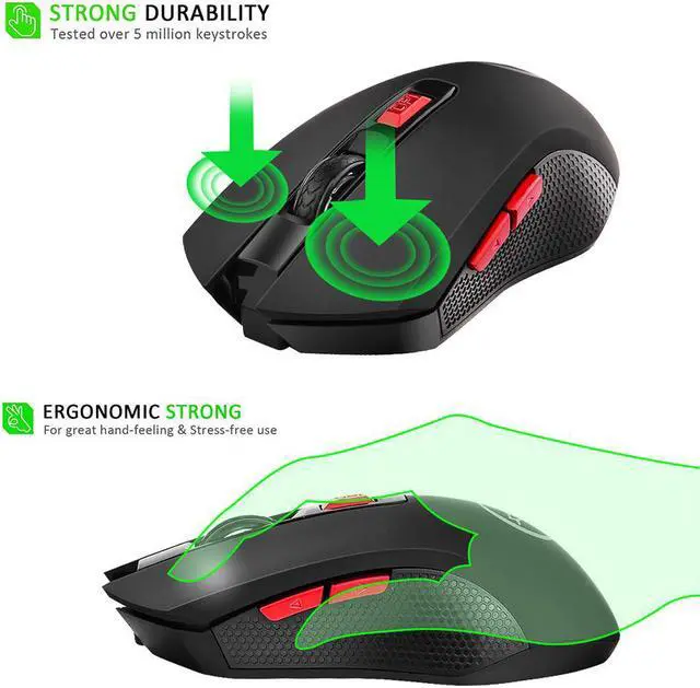 Alt view image 2 of 7 - YWYT G817 Wireless Mouse 2.4G Wireless Gaming Mouse 2400DPI 6 Buttons Optical Ergonomic Mouse with USB Receiver for PC Laptop
