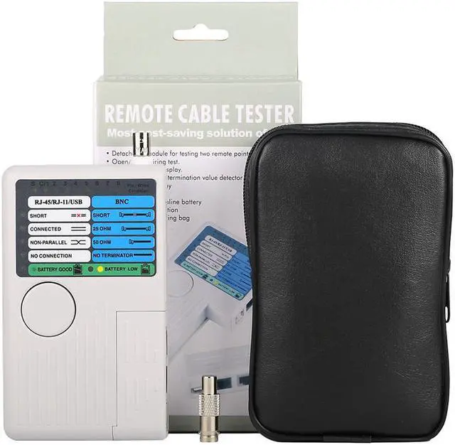 Alt view image 6 of 7 - Hannord 4-in-1 Network Cable Tester Remote RJ11 RJ45 USB BNC LAN Cat5 Cat6 Phone Cable Tester Meter