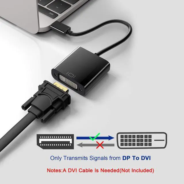 Alt view image 2 of 7 - DisplayPort to DVI DVI-D Single Link Adapter, Hannord Display Port to DVI Converter Male to Female Black Compatible for Lenovo, Dell, HP and Other Brand