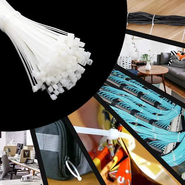 Alt view image 6 of 7 - 100pcs Cable Zip Ties Heavy Duty 6 Inch, Hannord Premium Plastic Wire Ties with 40 lbs Tensile Strength, Self-Locking Black Nylon Tie Wraps for Indoor and Outdoor (White)