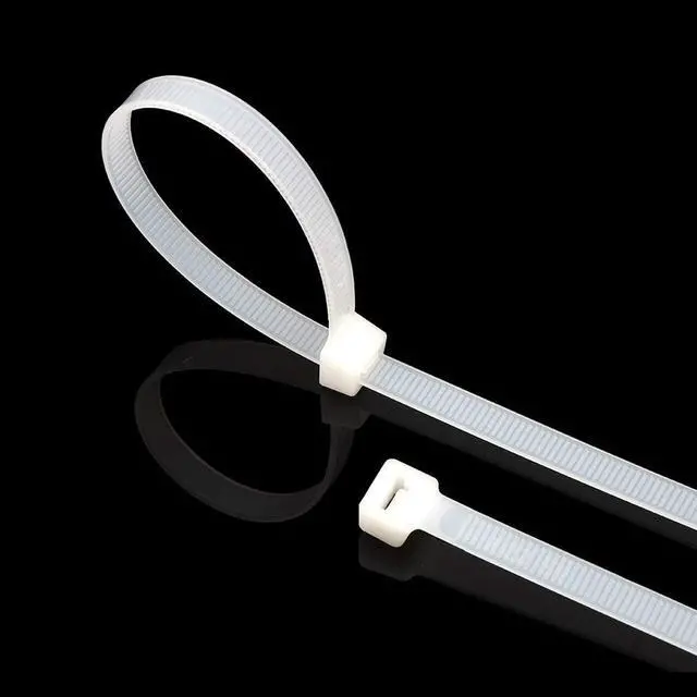 Alt view image 7 of 7 - 100pcs Cable Zip Ties Heavy Duty 8 Inch, Hannord Premium Plastic Wire Ties with 40 lbs Tensile Strength, Self-Locking Black Nylon Tie Wraps for Indoor and Outdoor - White