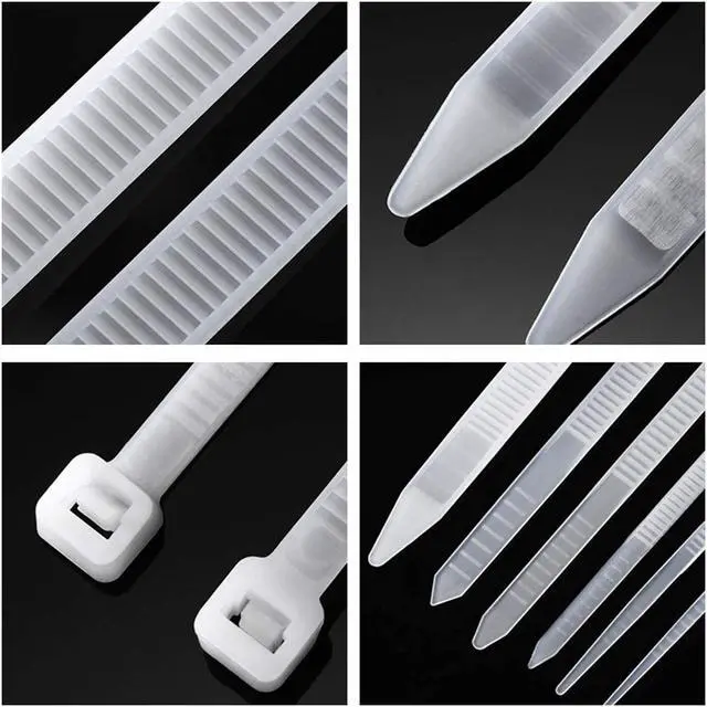 Alt view image 5 of 7 - 100pcs Cable Zip Ties Heavy Duty 6 Inch, Hannord Premium Plastic Wire Ties with 40 lbs Tensile Strength, Self-Locking Black Nylon Tie Wraps for Indoor and Outdoor (White)