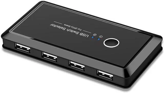 Alt view image 6 of 6 - USB Switch Selector, KVM Switch Adapter 2 PC Sharing 4 USB Devices, USB 2.0 Peripheral Box Hub for Keyboard, Mouse, Scanner, Printer, Computer with One-Button Swapping and 2 Pack USB A to A Cable