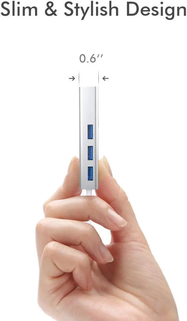 Alt view image 4 of 7 - USB 3.0 to Ethernet Adapter with 3 USB 3.0 Ports Hub, 10/100/1000 Mbps Gigabit Ethernet RJ45 LAN Network Adapter for iMac Pro, MacBook Air, Mac Mini/Pro, Surface Pro, Notebook PC, Laptop and More