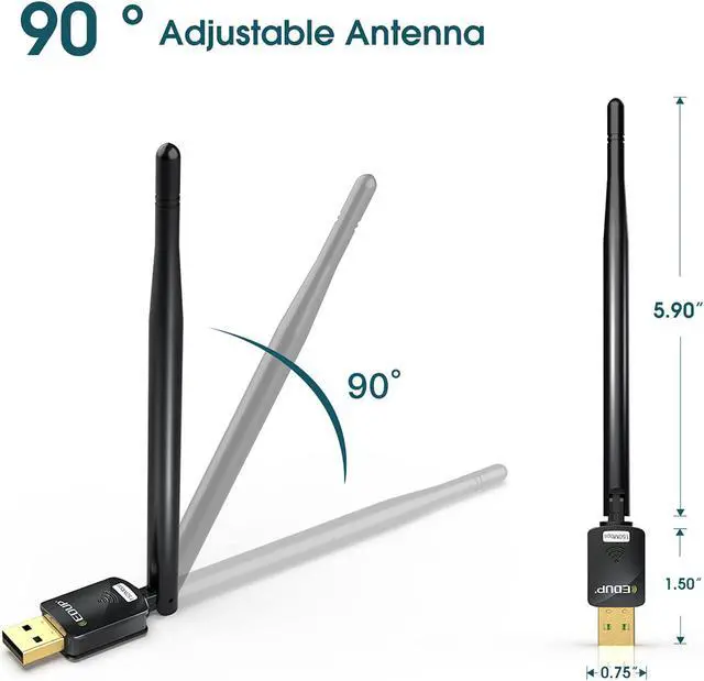 Alt view image 4 of 7 - USB WiFi Adapter for PC, 150Mbps Wireless Network Adapter for Desktop- Dongle High Gain 6dBi Antenna Support Desktop Laptop Compatible with Windows 10/8/7/XP/VISTA, MAC 10.6-10.11
