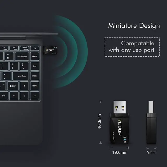 Alt view image 6 of 7 - Mini USB WiFi Adapter 1300Mbps USB 3.0 WiFi Dongle 802.11 ac Wireless Network Adapter with 2.4GHz/ 400Mbps 5.8GHz/ 867Mbps with Built-in Antenna for Windows 10/7/8/8.1/XP Mac OS X 10.6-10.15.3