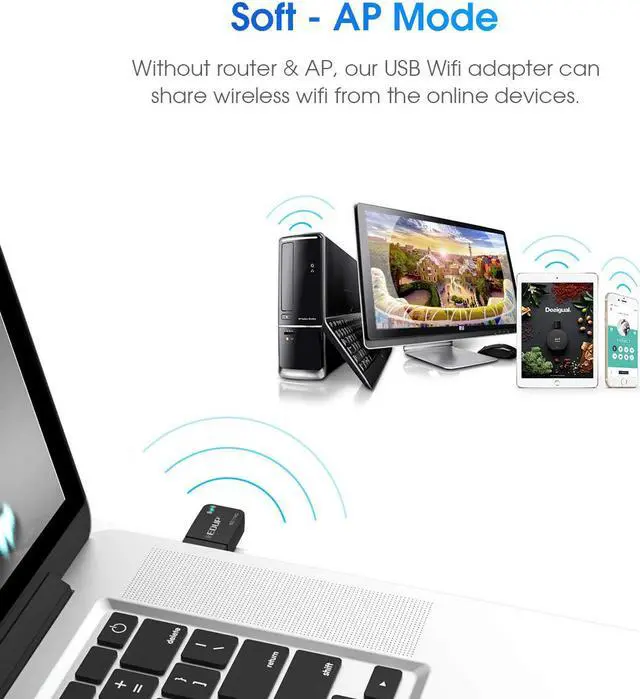 Alt view image 4 of 7 - Mini USB WiFi Adapter 1300Mbps USB 3.0 WiFi Dongle 802.11 ac Wireless Network Adapter with 2.4GHz/ 400Mbps 5.8GHz/ 867Mbps with Built-in Antenna for Windows 10/7/8/8.1/XP Mac OS X 10.6-10.15.3