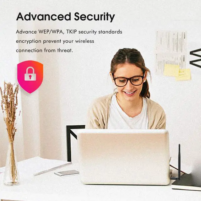 Alt view image 6 of 7 - USB WiFi Adapter for PC, 150Mbps Wireless Network Adapter for Desktop- Dongle High Gain 6dBi Antenna Support Desktop Laptop Compatible with Windows 10/8/7/XP/VISTA, MAC 10.6-10.11