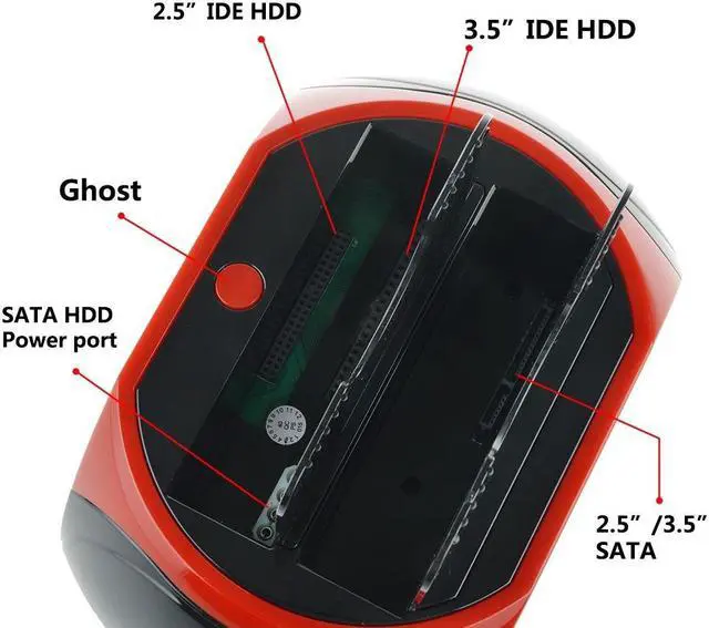 Alt view image 7 of 7 - Dual Slots USB 2.0 to SATA IDE HDD Docking Station with Card Reader for 2.5 3.5 Inch IDE SATA Hard Drive