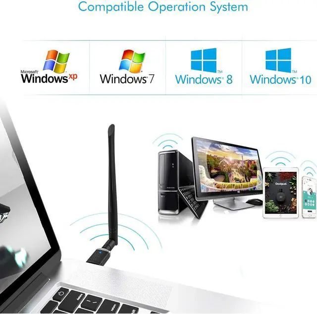 Alt view image 5 of 7 - 1300Mbps WiFi Adapter for Gaming , USB 3.0 Wireless Adapter Dual Band 5GHz 802.11 AC WiFi Dongle Support Desktop PC Laptop Windows XP/Vista/7/8/10 Mac 10.6-10.15