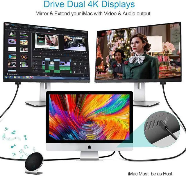 Alt view image 5 of 7 - USB C to HDMI Cable for Home Office 6ft, Hannord USB 3.1 Type C to HDMI 4K Thunderbolt 3 Compatible, Work with MacBook Pro/Air/iPad Pro 2020 2018, Surface Book 2, Dell XPS 15, Galaxy S20/S10