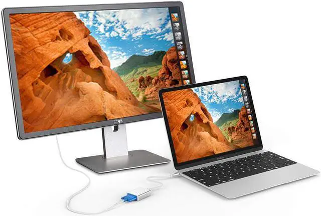 Alt view image 6 of 7 - USB-C to VGA Adapter, Hannord Thunderbolt 3 (USB Type C) to VGA Adapter Male to Female Converter Compatible for MacBook / MacBook Pro [2019, 2018, 2017] and More